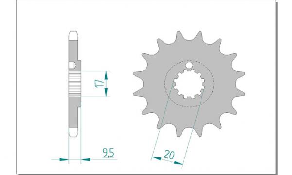 Antriebsritzel, Ritzel Teilung 428, 13 Zähne