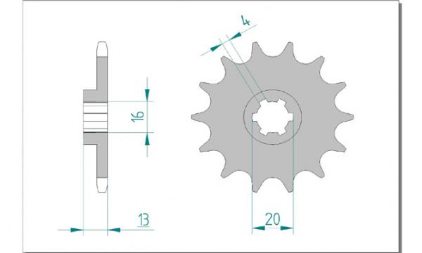Antriebsritzel, Ritzel Teilung 520, 12 Zähne