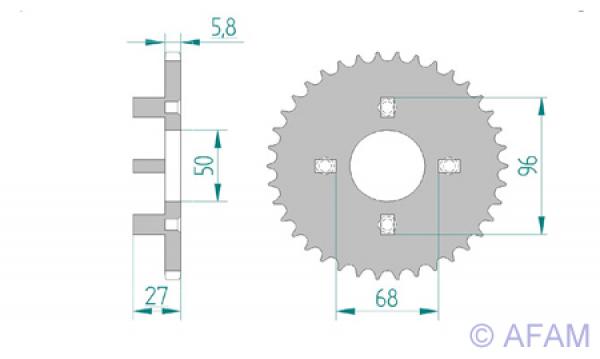 AFAM Kettensatz, HONDA CF 50 Chaly, mit A420R1-G-88 Kette