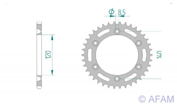 AFAM Kettensatz, HONDA XL 350 R E, mit A520XRR3-G Kette