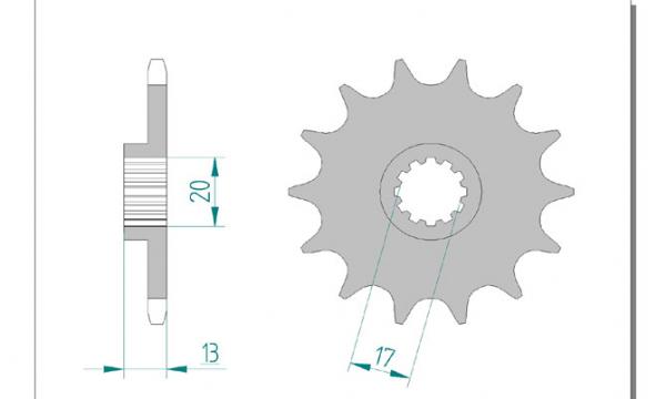 AFAM Kettensatz Alu, TM EN 125 Enduro, mit A520XRR3-G Kette