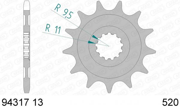 AFAM Kettensatz Alu, TM EN 250 Fi Enduro, mit A520XRR3-G Kette