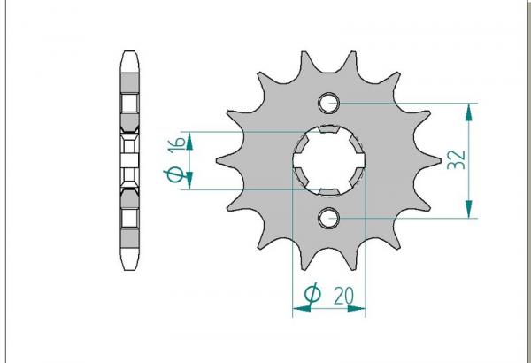 AFAM Kettensatz, HM-HONDA CRM F 125 RR 4T, mit A428MX-G Kette