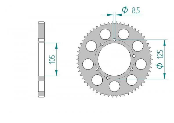 AFAM Kettensatz, HM-HONDA CRM F 125 RR 4T, mit A428MX-G Kette