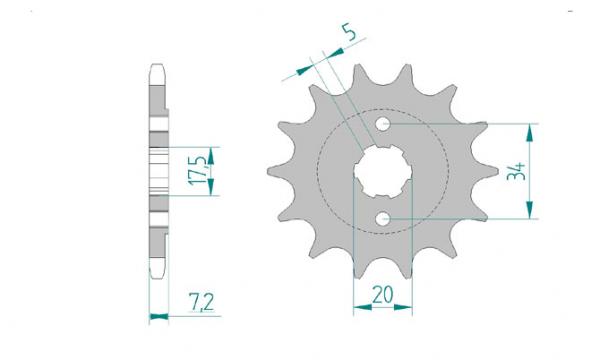 AFAM Kettensatz Alu, HONDA CRF 150 F 6, mit A520MR2-G Kette