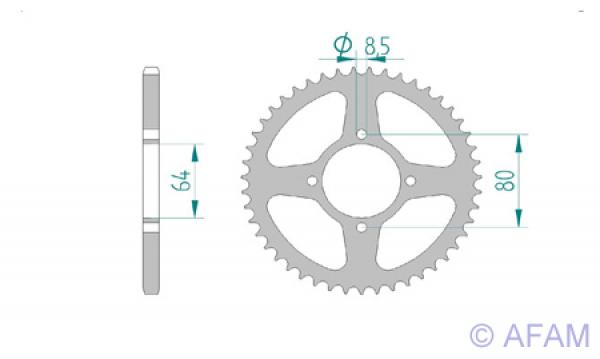 AFAM Kettensatz, YAMAHA PW 80, mit A420R1-G-84 Kette