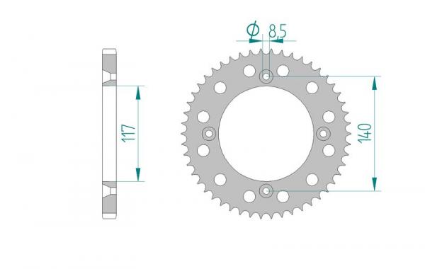 AFAM Kettensatz Alu, YAMAHA YZ 80 N, mit A428R1-G Kette