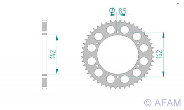 AFAM Kettensatz Alu, SUZUKI PE 175 T, mit A520MR2-G Kette