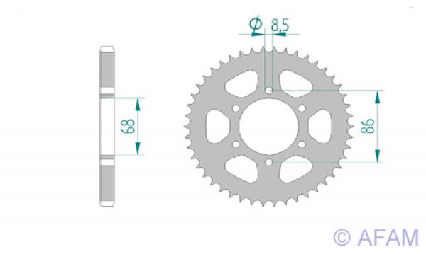 AFAM Kettensatz, KAWASAKI BN 125 Eliminator A7, mit A428R1-G Kette