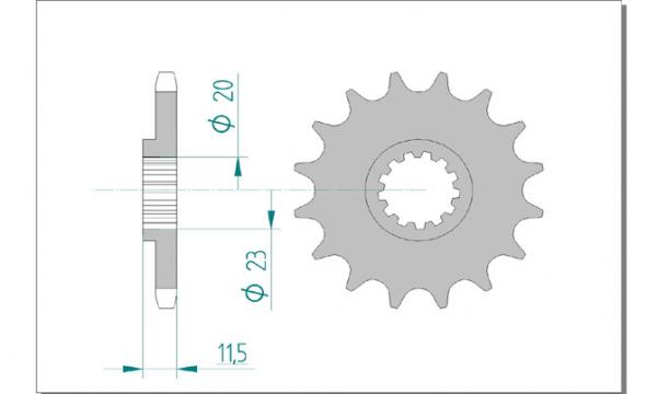 AFAM Kettensatz, KAWASAKI KLX 125 L B1, mit A428R1-G Kette