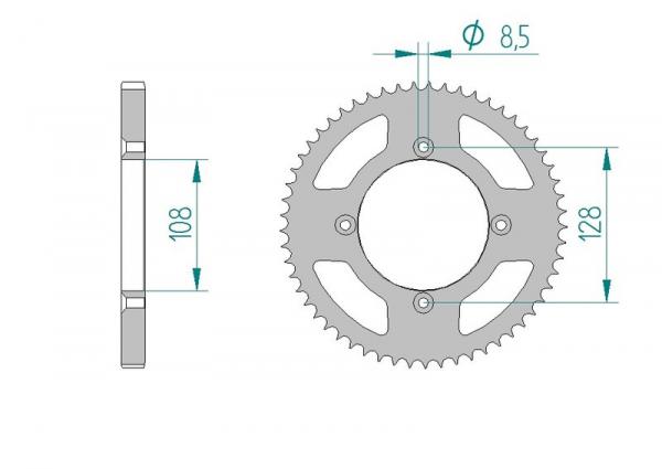 AFAM Kettensatz, KAWASAKI KLX 125 L B1, mit A428R1-G Kette