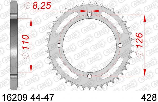 AFAM Kettensatz, KAWASAKI KLX 125 D-Tracker DAF, mit A428R1-G Kette