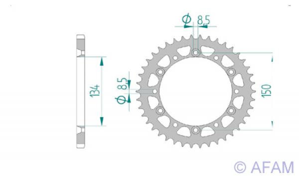 AFAM Kettensatz, KAWASAKI KX 125 L1, mit A520MR2-G Kette