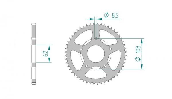 AFAM Kettensatz, MH/MOTOR HISPANIA RX 50 R, mit A420R1-G Kette