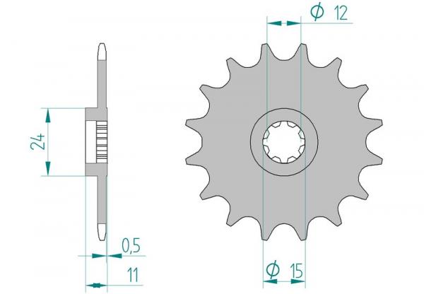 AFAM Kettensatz, APRILIA AF1 50 Futura, mit A415F Kette