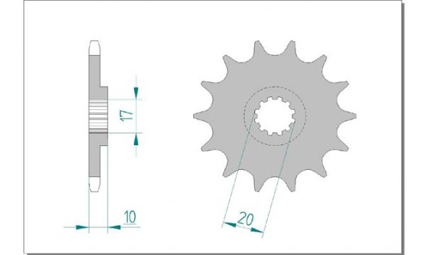 AFAM Kettensatz Alu, BETA 250 Techno, mit A520M Kette