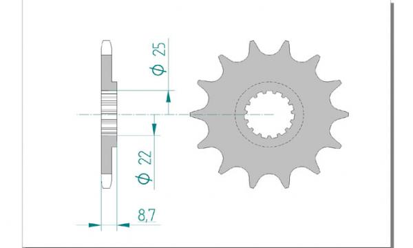 AFAM Kettensatz Alu, BETA RR 520 Enduro, mit A520XRR3-G Kette