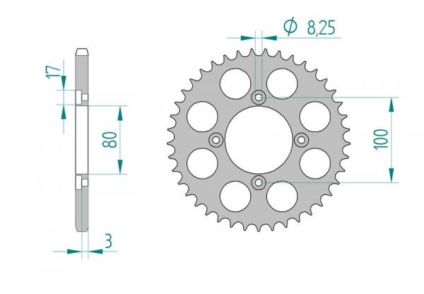 AFAM Kettensatz Alu, SHERCO 2, mit A520MX4-G Kette