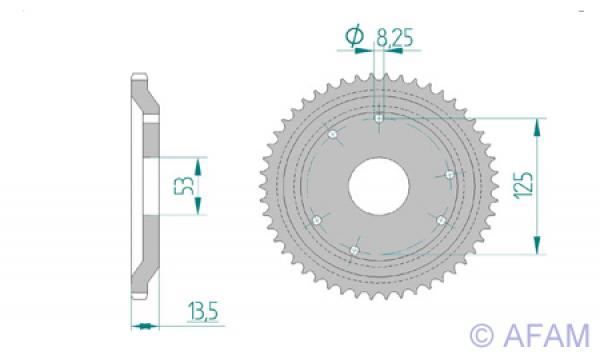 AFAM Kettensatz, DERBI 50 R Senda Racer, mit A420R1-G Kette