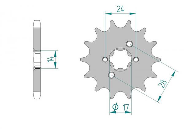 AFAM Kettensatz, DERBI DRD 50 SM Senda Evo, mit A420R1-G Kette