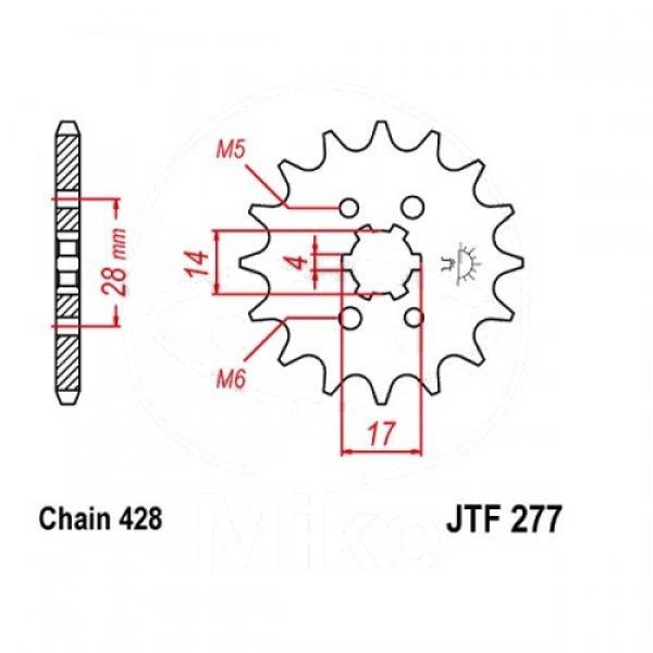 AFAM Kettensatz, DERBI 125 Mulhacen Cafe, mit A428R1-G Kette