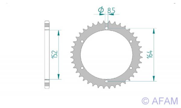 AFAM Kettensatz, DERBI DXR 250 Quad, mit A520XRR3-G Kette