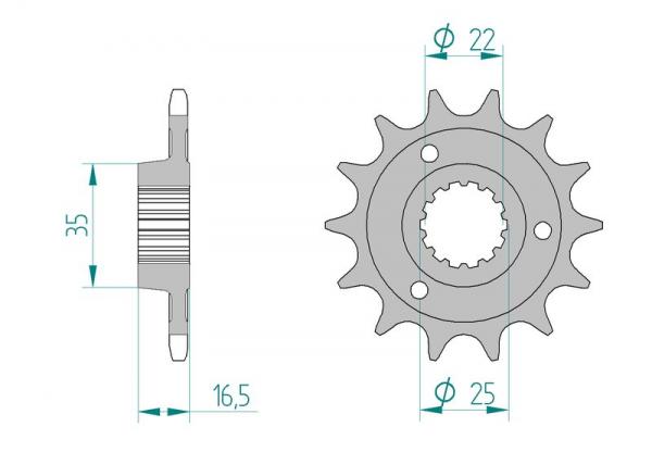 AFAM Kettensatz, DUCATI 749 S, mit A525XSR2-G Kette