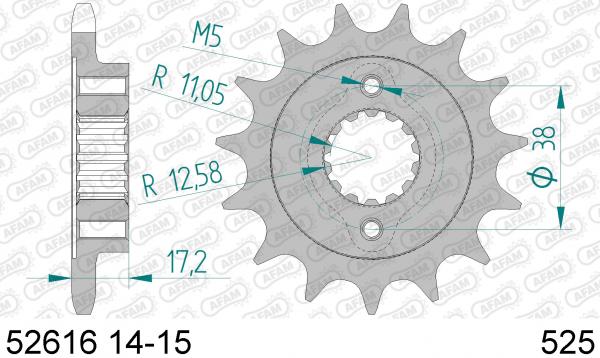 AFAM Kettensatz, DUCATI 796 Monster ABS (für Kettenradträger PCD02), mit A525XSR2-G Kette