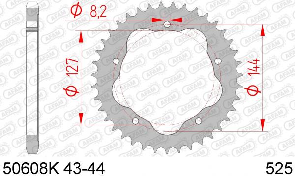AFAM Kettensatz, DUCATI 796 Monster ABS (für Kettenradträger PCD02), mit A525XSR2-G Kette
