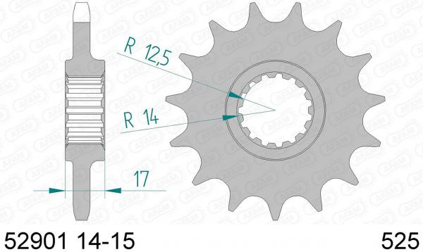 AFAM Kettensatz, DUCATI 1199 Panigale R (für Kettenradträger PCD04), mit A525XHR3-G Kette