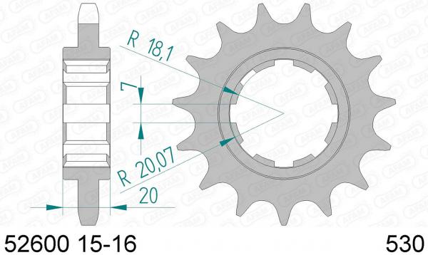 AFAM Kettensatz Alu, DUCATI 900 SD Darmah, mit A530XRR2 Kette