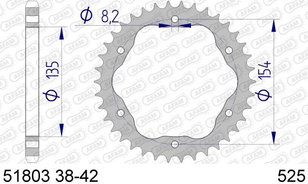 AFAM Kettensatz Alu, DUCATI 1098 S Tricolore (für Kettenradträger PCD03), mit A525XHR3-G Kette