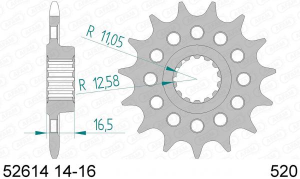 AFAM Kettensatz Alu, DUCATI 1198 SP (für Kettenradträger PCD03), mit A520XHR2-G Kette