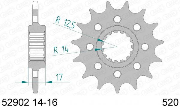 AFAM Kettensatz Alu, DUCATI 1299 Superleggera (für Kettenradträger PCD04), mit A520XHR2-G Kette