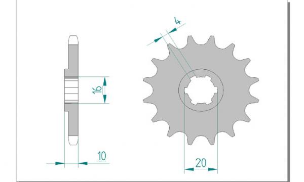 AFAM Kettensatz, HYOSUNG GF 125, mit A428R1-G Kette