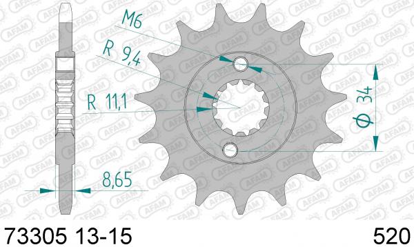 AFAM Kettensatz, KTM RC 390, mit A520XRR3-G Kette