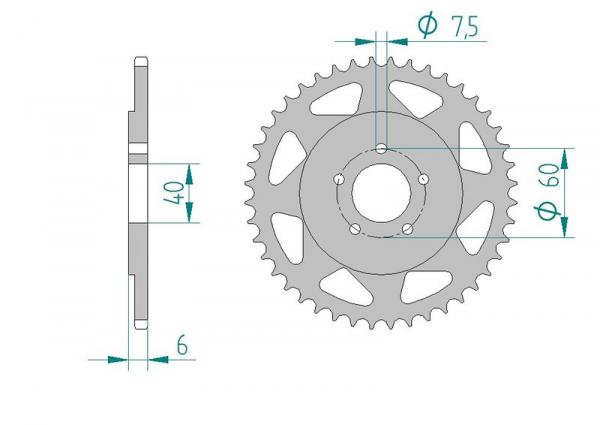 AFAM Kettensatz Alu, KTM SX 50 LC Pro Senior, mit A420MX2-G Kette