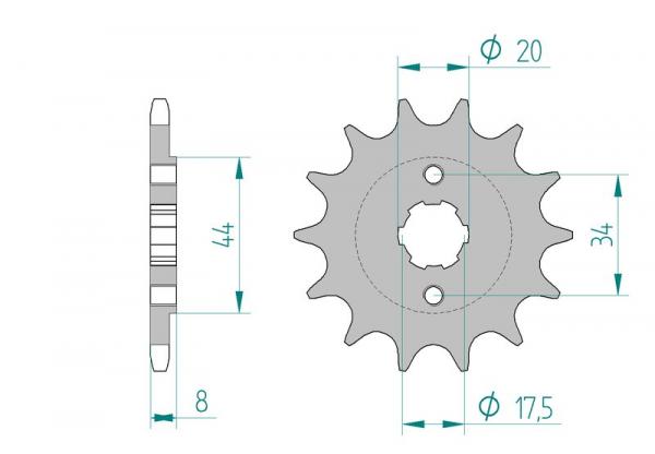 AFAM Kettensatz, KYMCO MXer 50 Quad, mit A520MR2-G-78 Kette