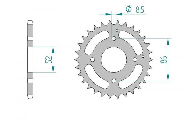AFAM Kettensatz, KYMCO MXer 50 Quad, mit A520MR2-G-78 Kette