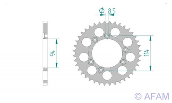 AFAM Kettensatz Alu, MONTESA/HONDA 314 R Honda, mit A520MR2-G Kette