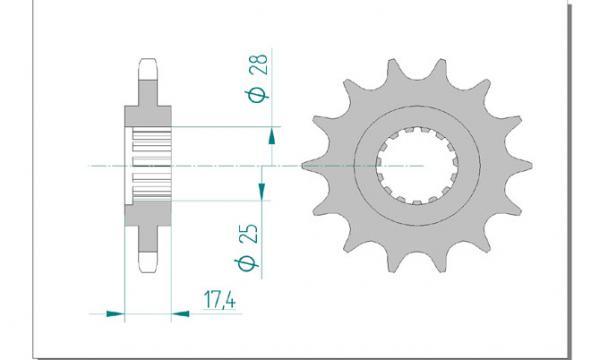 AFAM Kettensatz, VOXAN 1000 Cafe Racer, mit A525XSR2-G Kette