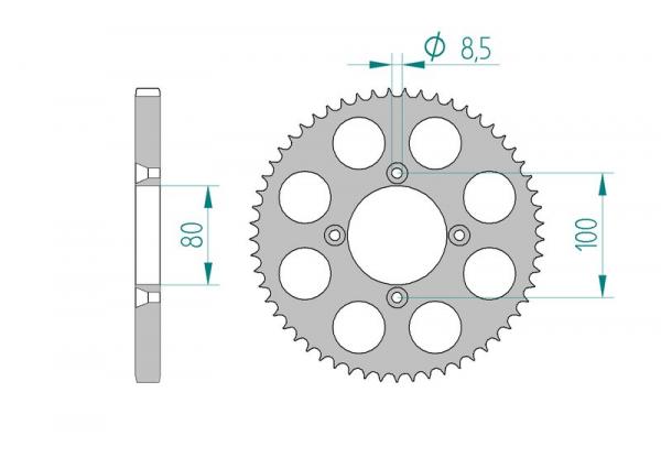 AFAM Kettensatz Alu, SCORPA TY-S 125 F, mit A428R1-G Kette