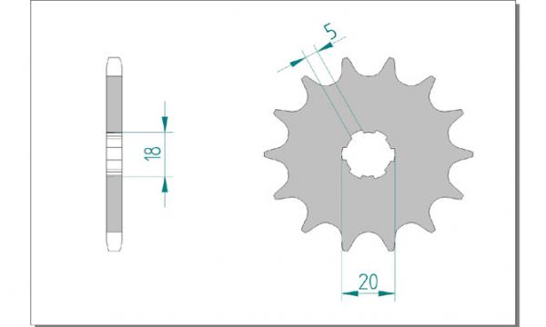 AFAM Kettensatz Alu, GAS-GAS TXT 125, mit A520MR2-G Kette