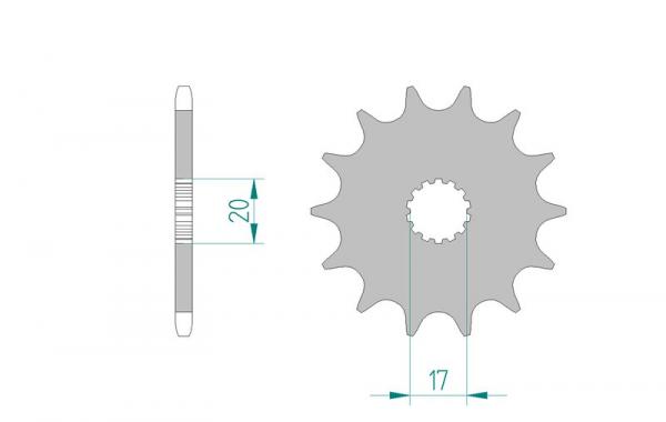 AFAM Kettensatz Alu, GAS-GAS EC 125 R, mit A520XRR3-G Kette