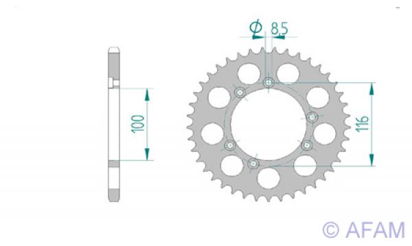 AFAM Kettensatz Alu, GAS-GAS TX 320, mit A520MR2-G Kette