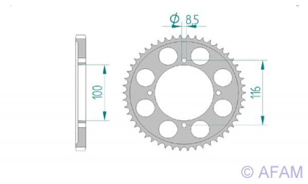 AFAM Kettensatz Alu, SUZUKI RM 100 K3, mit A428MX-G Kette