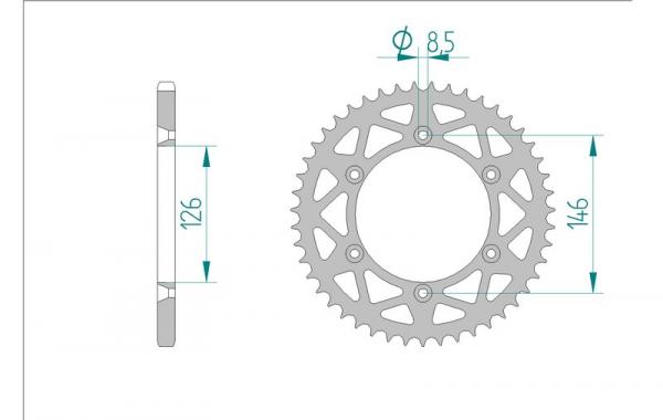 AFAM Kettensatz Alu, SUZUKI RM-Z 450 K8, mit A520MX4-G Kette
