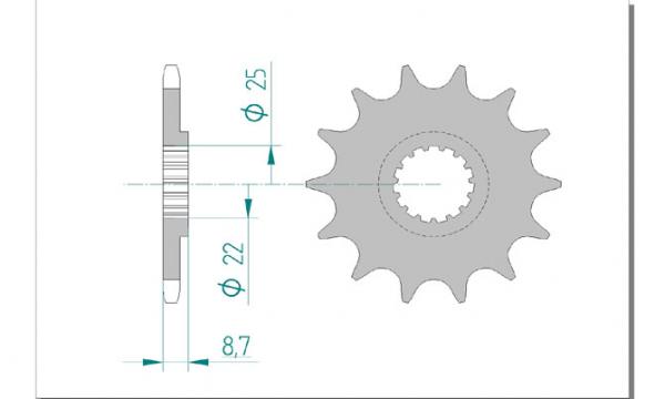 AFAM Kettensatz Alu, BETA RR 498 Enduro, mit A520XRR3-G Kette