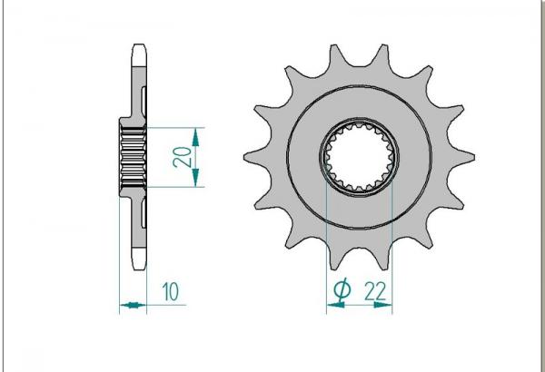 AFAM Kettensatz Alu, SHERCO SE 2, mit A520XRR3-G Kette