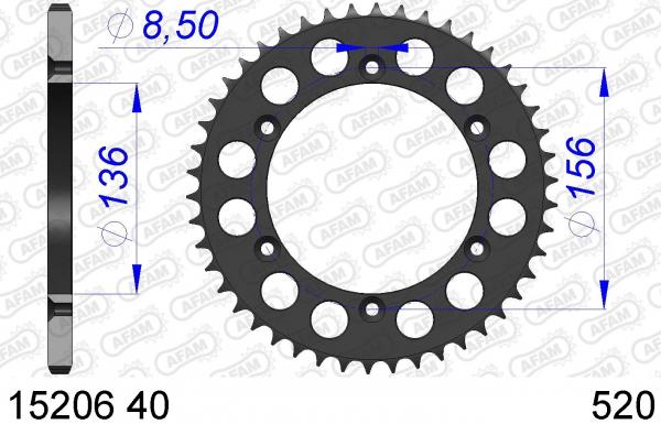 AFAM Kettensatz Alu, SHERCO SE 2, mit A520XRR3-G Kette